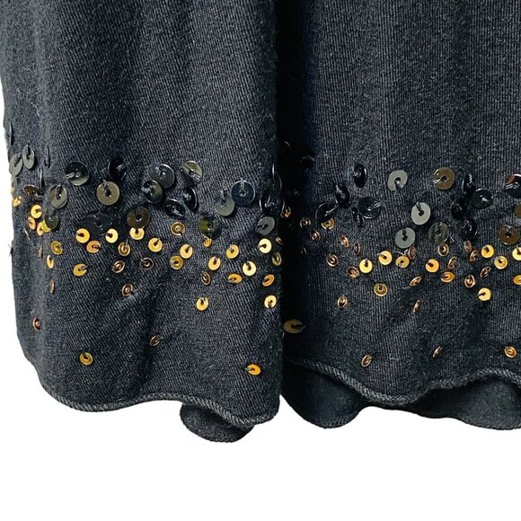 KAREN KANE Flowy Top Plus Size 2X Black Gold Sequined Ruffled Tier Peasant Tunic - Picture 5 of 9